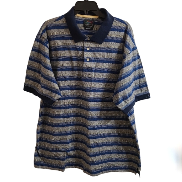 Greg Norman Collection Other - Greg Norman Collection Mercerized Cotton Striped Shark Logo Golf Polo Shirt XL